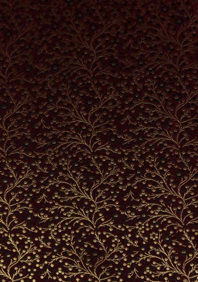 Brown Embroidered Brocade Co-Ord Set