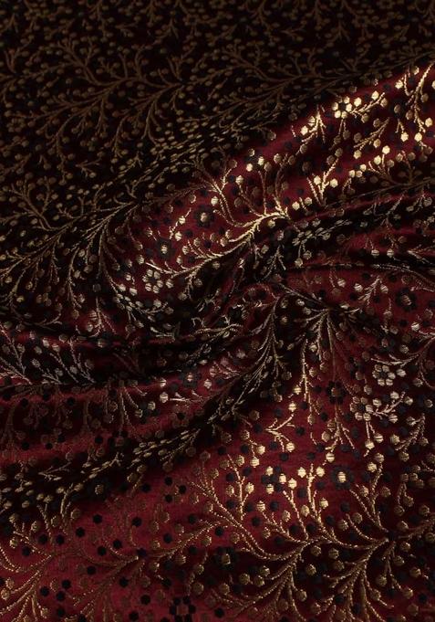 Brown Embroidered Brocade Co-Ord Set