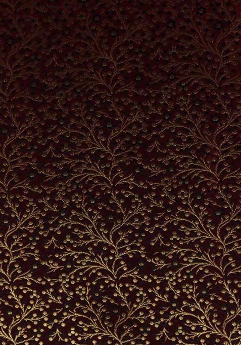 Brown Embroidered Brocade Co-Ord Set