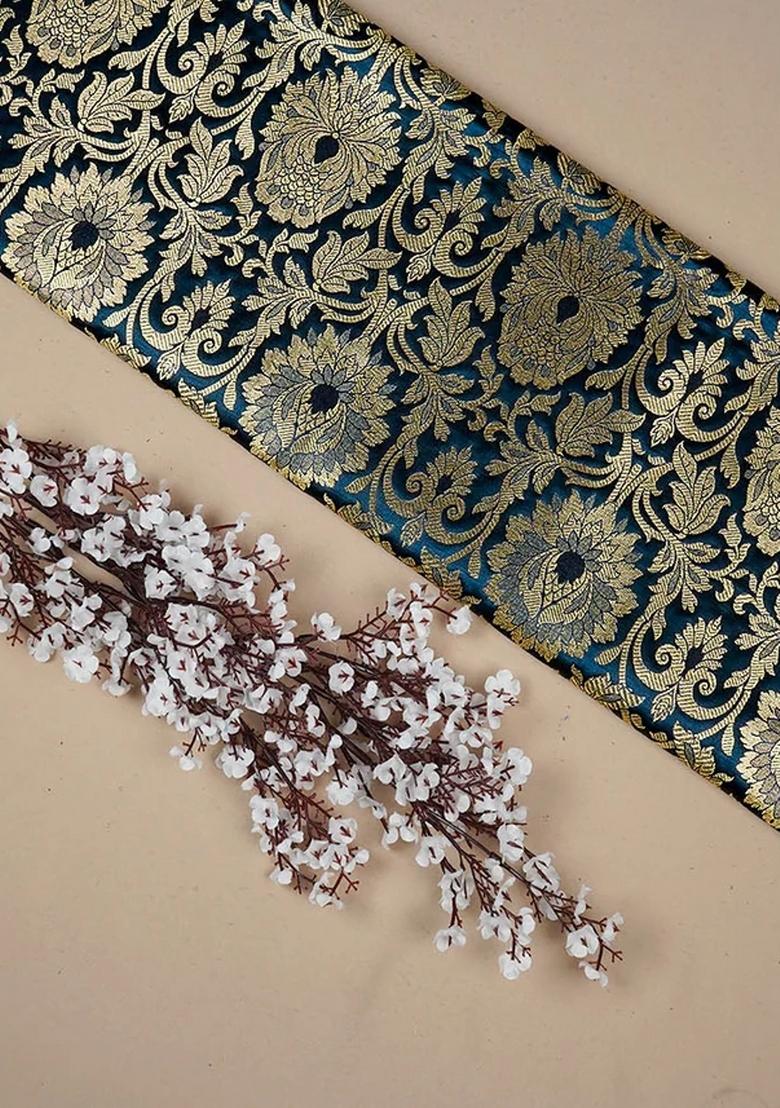 Navy Blue Jacquard Brocade Co-Ord Set - Indya