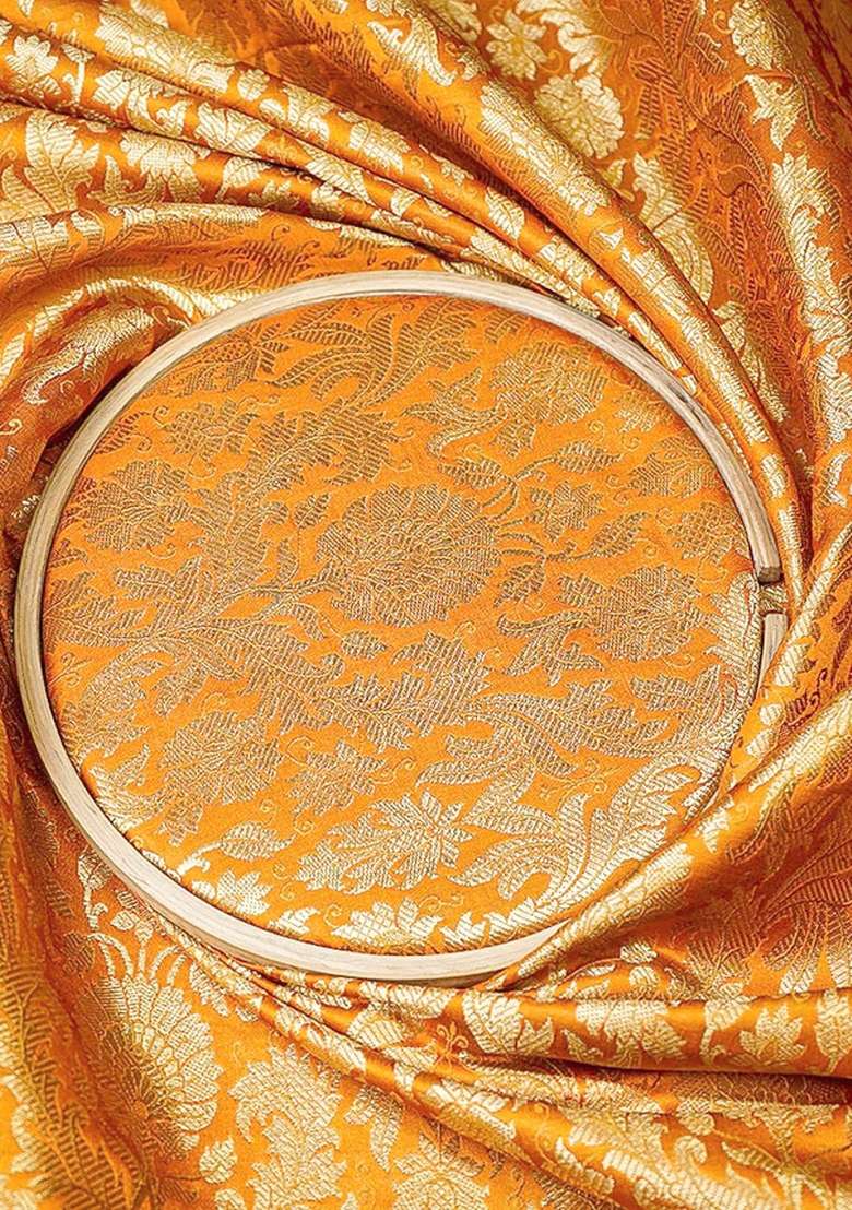 Orange Jacquard Brocade Corset Blouse Co-Ord Set - Indya