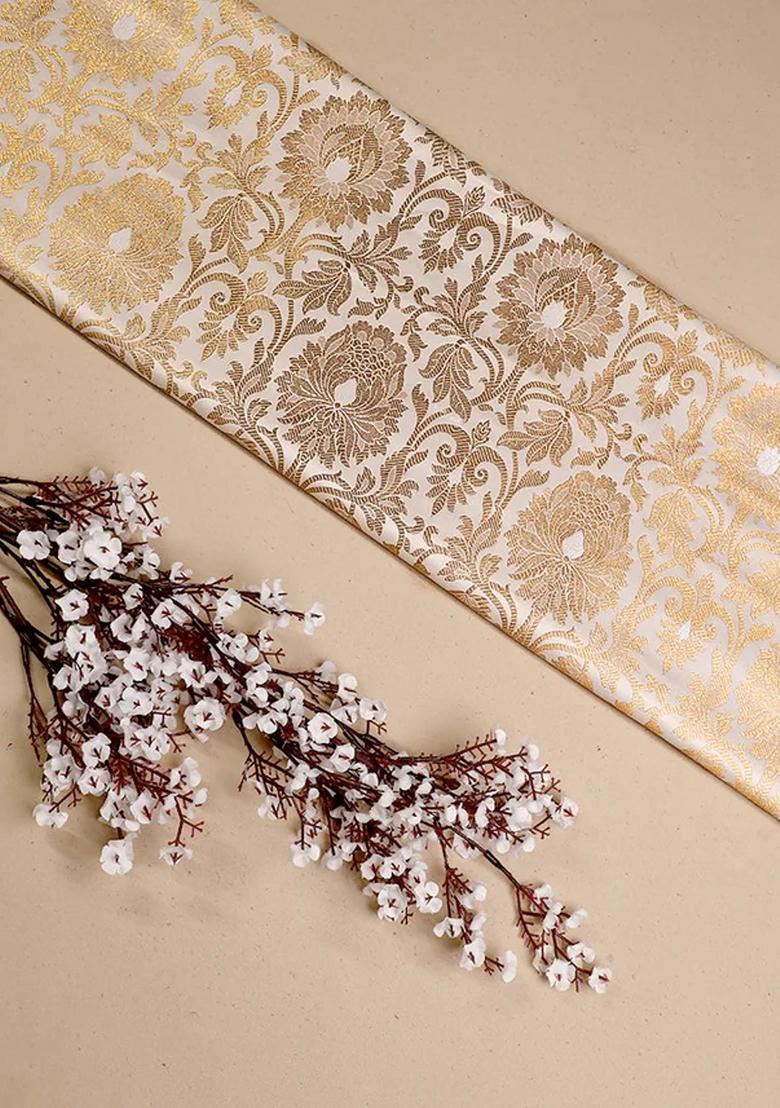 Cream Jacquard Brocade Co-Ord Set - Indya