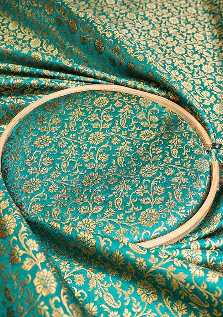 Green Jacquard Brocade Blazer Cords - Indya