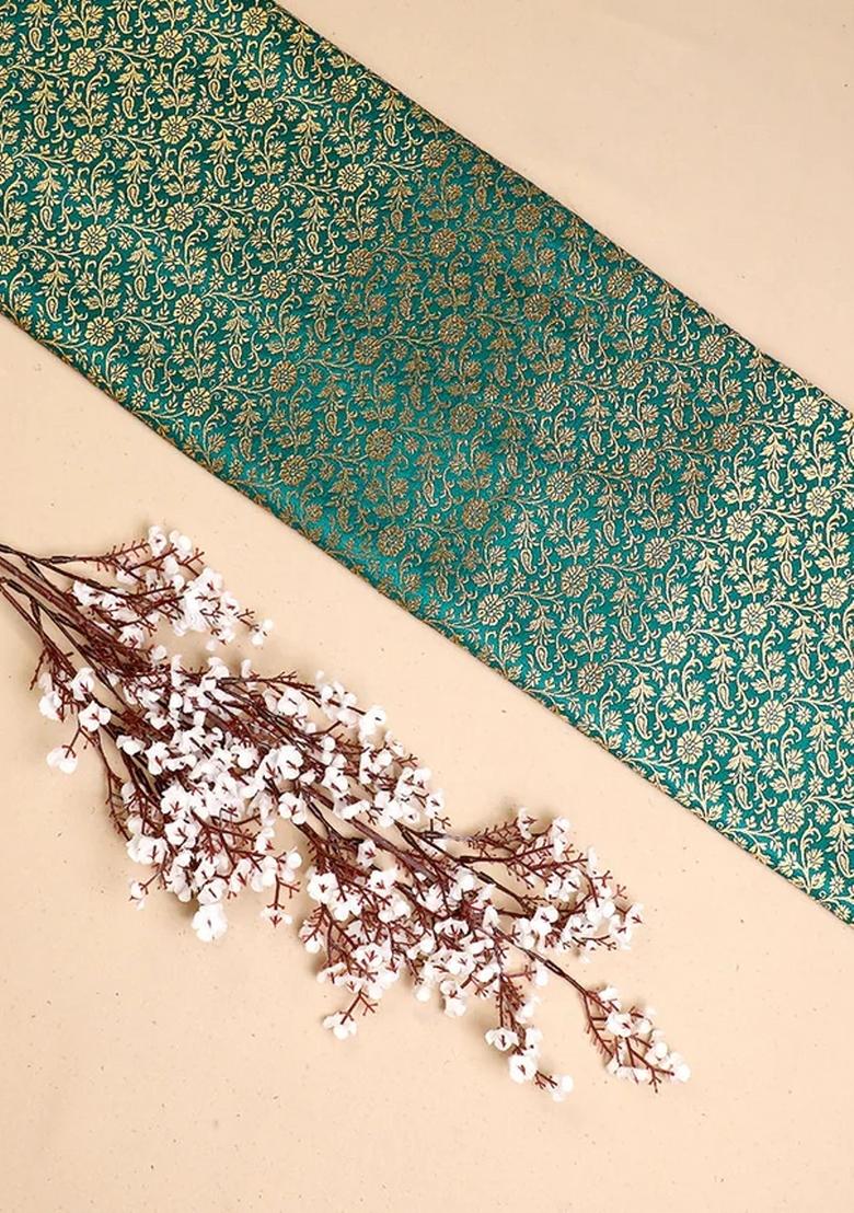 Green Jacquard Brocade Blazer Cords - Indya