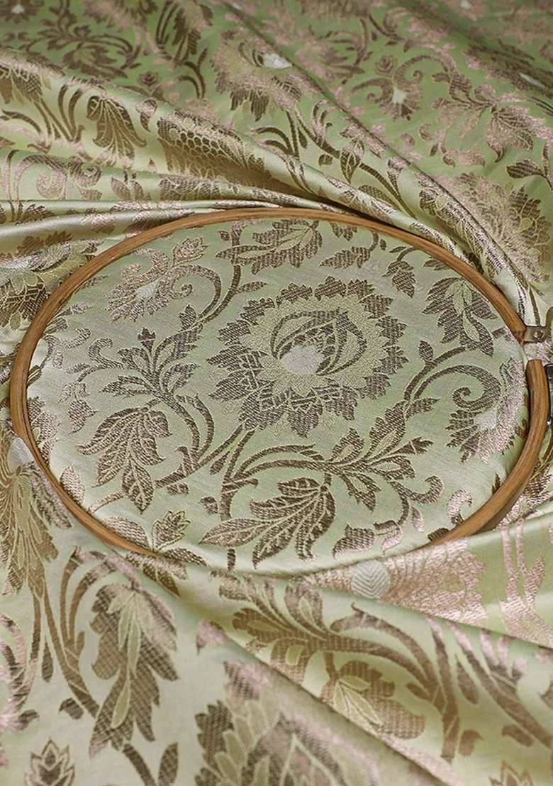 Pastel Green Jacquard Brocade Blazer Cords - Indya