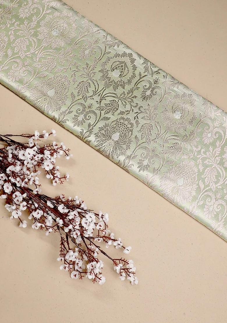 Pastel Green Jacquard Brocade Blazer Cords - Indya