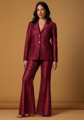 Maroon Jacquard Brocade Blazer Cords