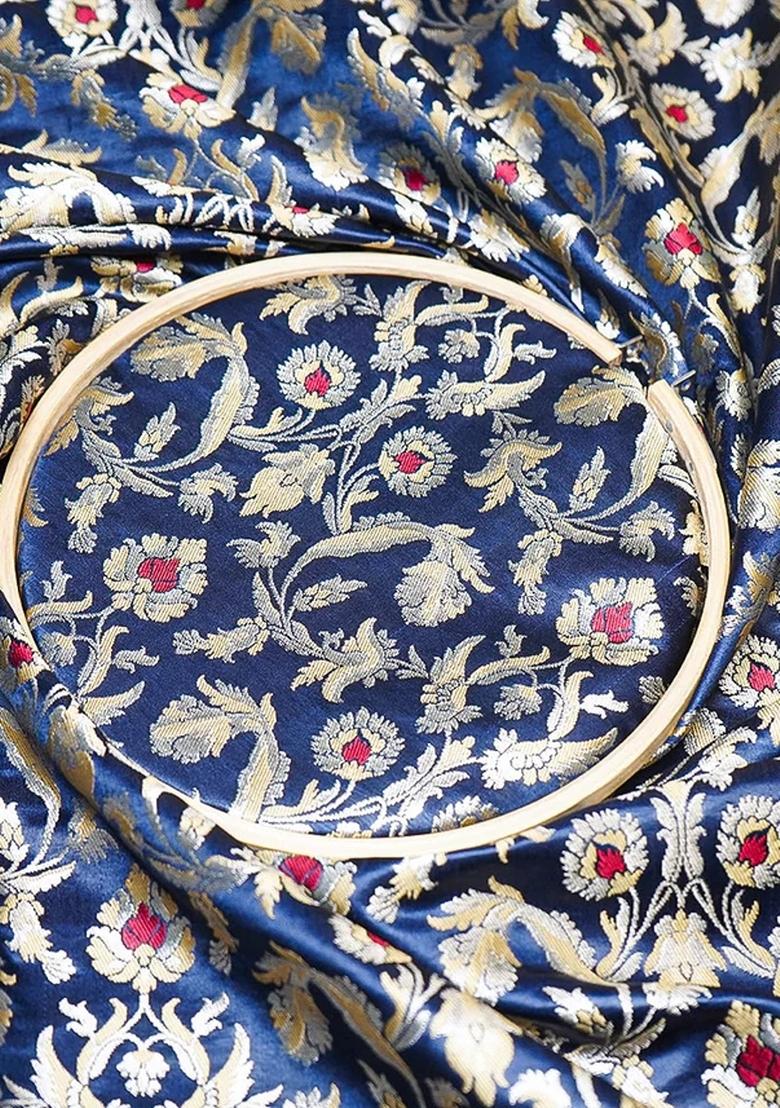 Blue Embroidered Brocade Skirt Cord Set