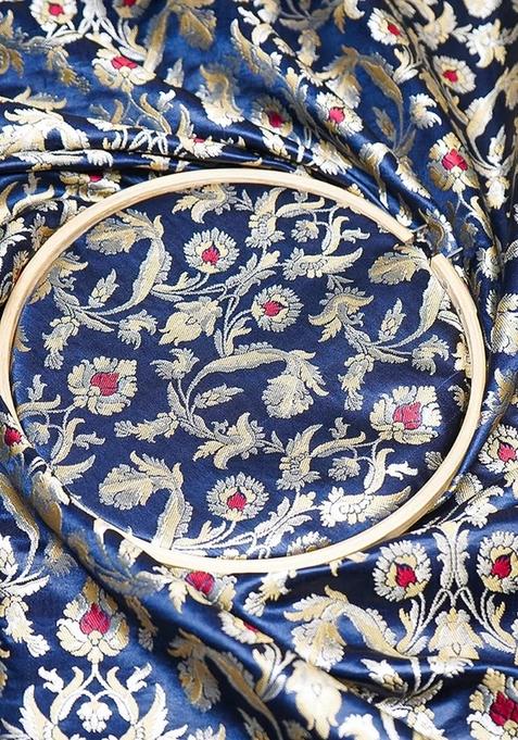 Blue Embroidered Brocade Skirt Cord Set