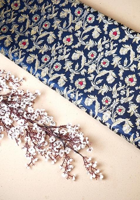 Blue Embroidered Brocade Skirt Cord Set