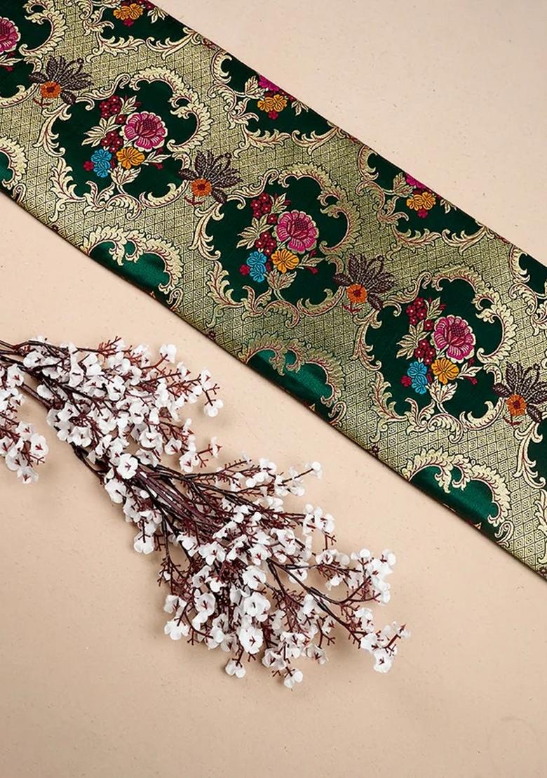 Green Embroidered Brocade Skirt Cord Set - Indya