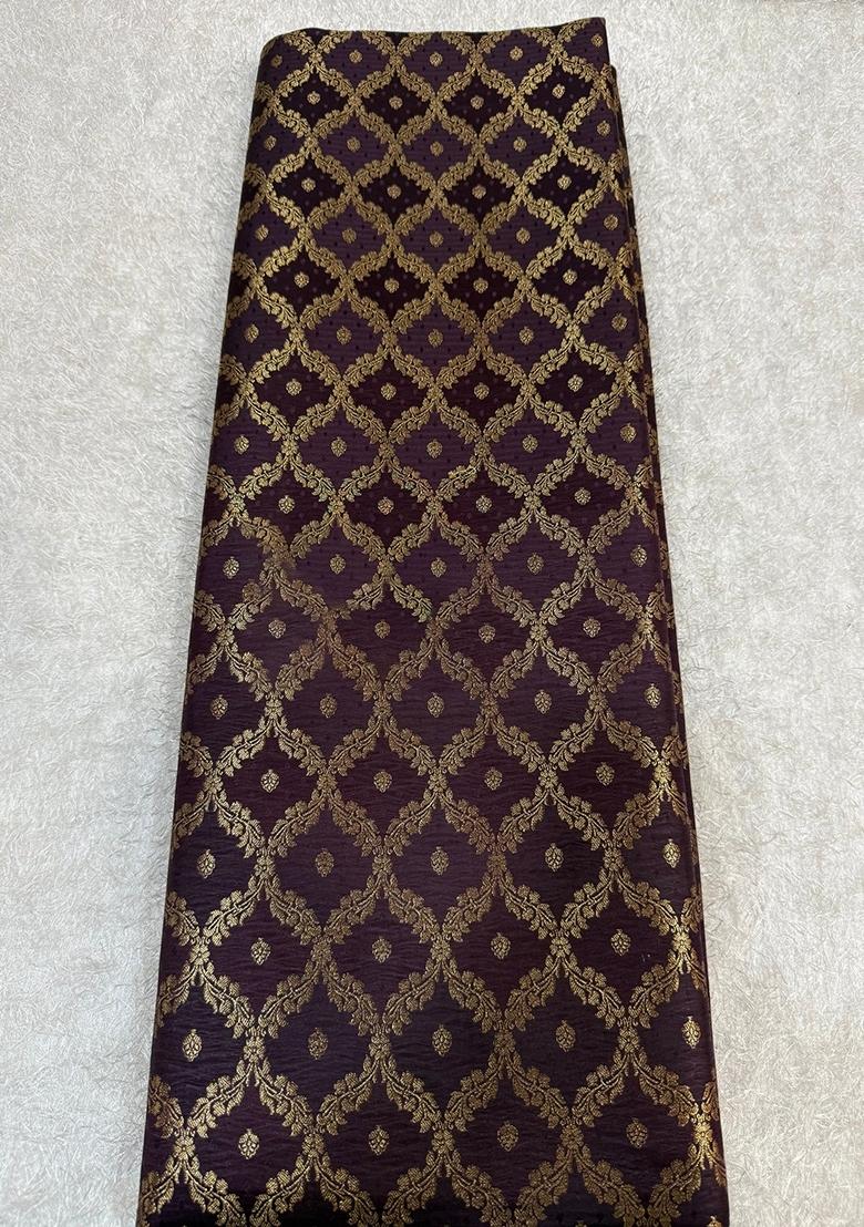 Burgandy Embroidered Brocade Skirt Cord Set - Indya