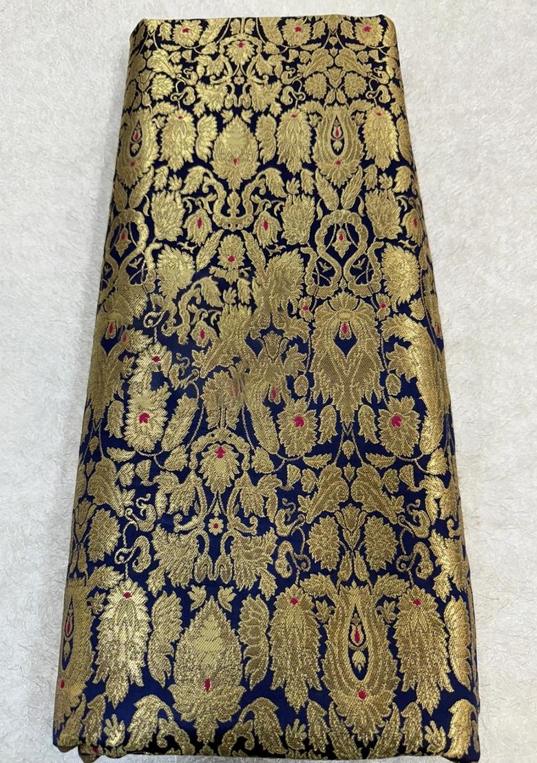 Navy Blue Embroidered Brocade Skirt Cord Set