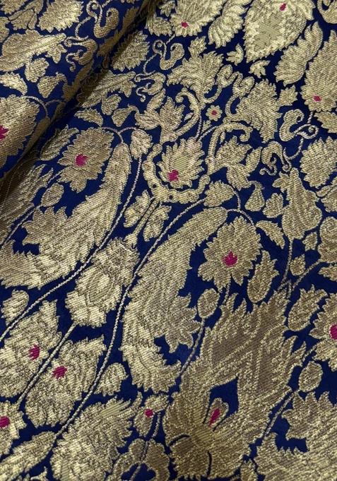 Navy Blue Embroidered Brocade Skirt Cord Set