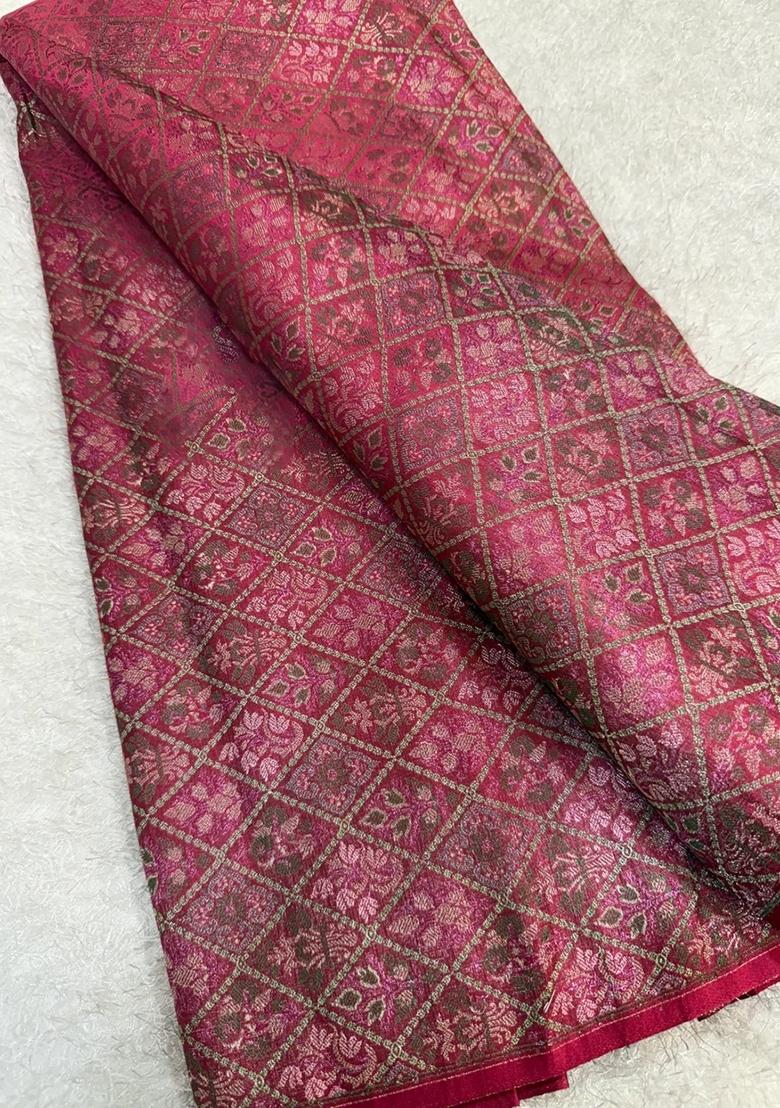 Maroon Embroidered Brocade Skirt Cord Set - Indya