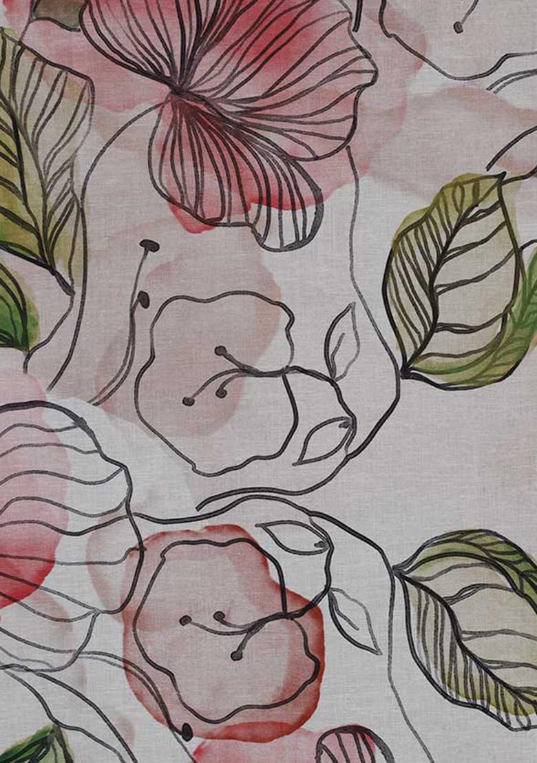 White Printed Cotton Linen Co-Ord Set - Indya