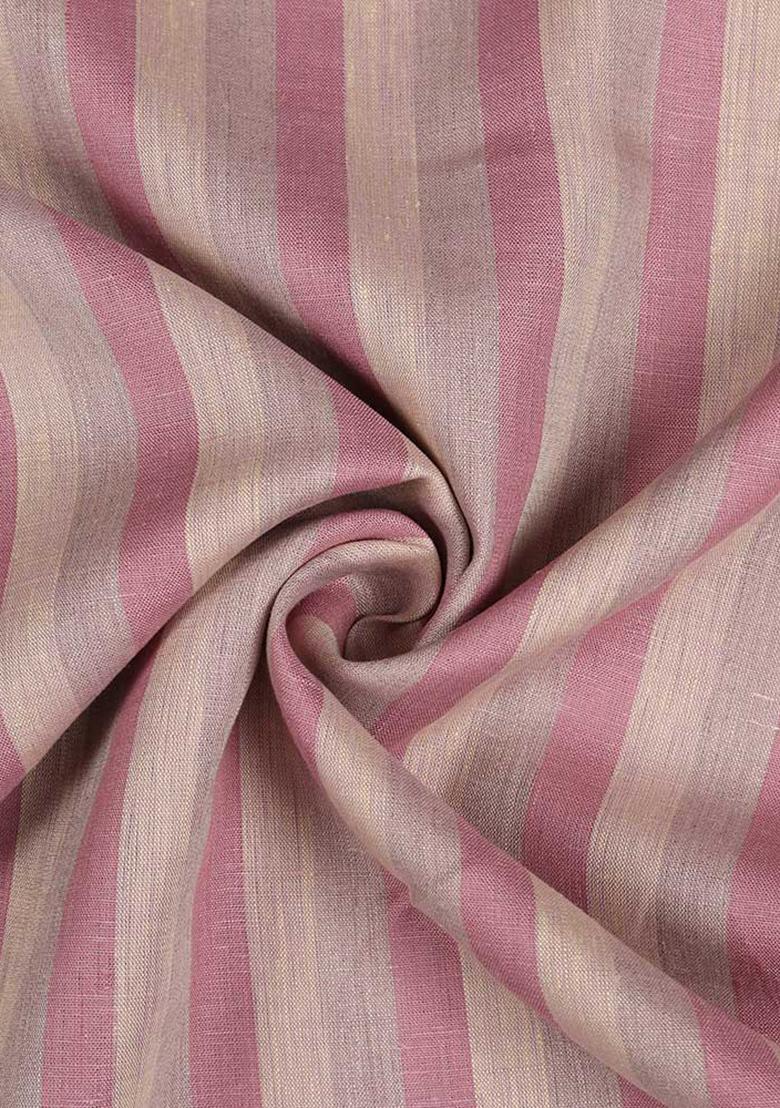 Pink Striped Linen Crop Top And Skirt Set