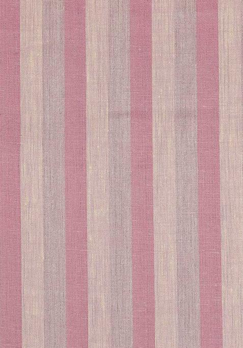 Pink Striped Linen Crop Top And Skirt Set