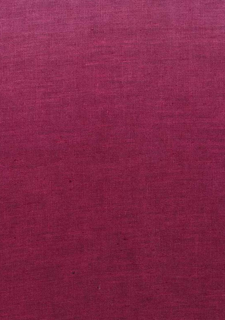 Pink Solid Linen Crop Top And Skirt Set