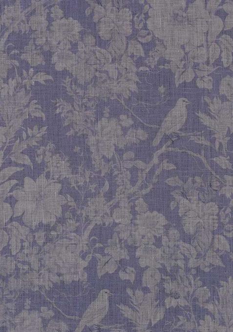 Light Blue Printed Linen Crop Top And Skirt Set