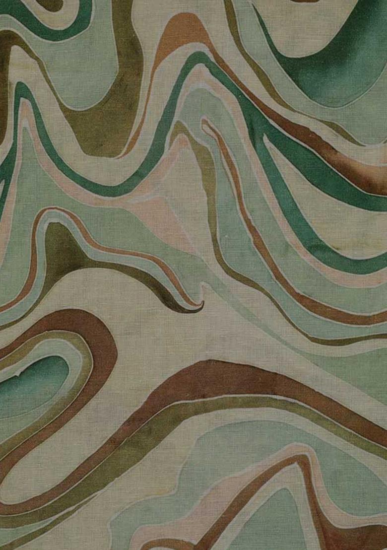 Green Printed Cotton Linen Skirt Set - Indya