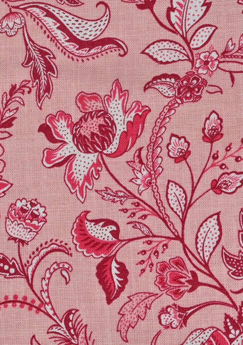 Pink Printed Linen Skirt Set - Indya