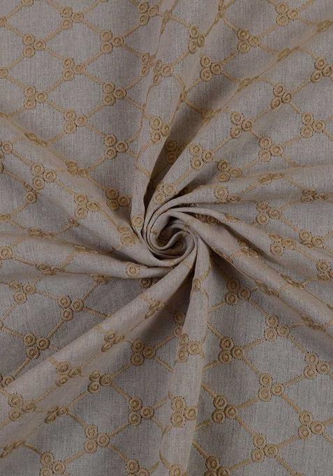 Beige Chikankari Linen Skirt Set