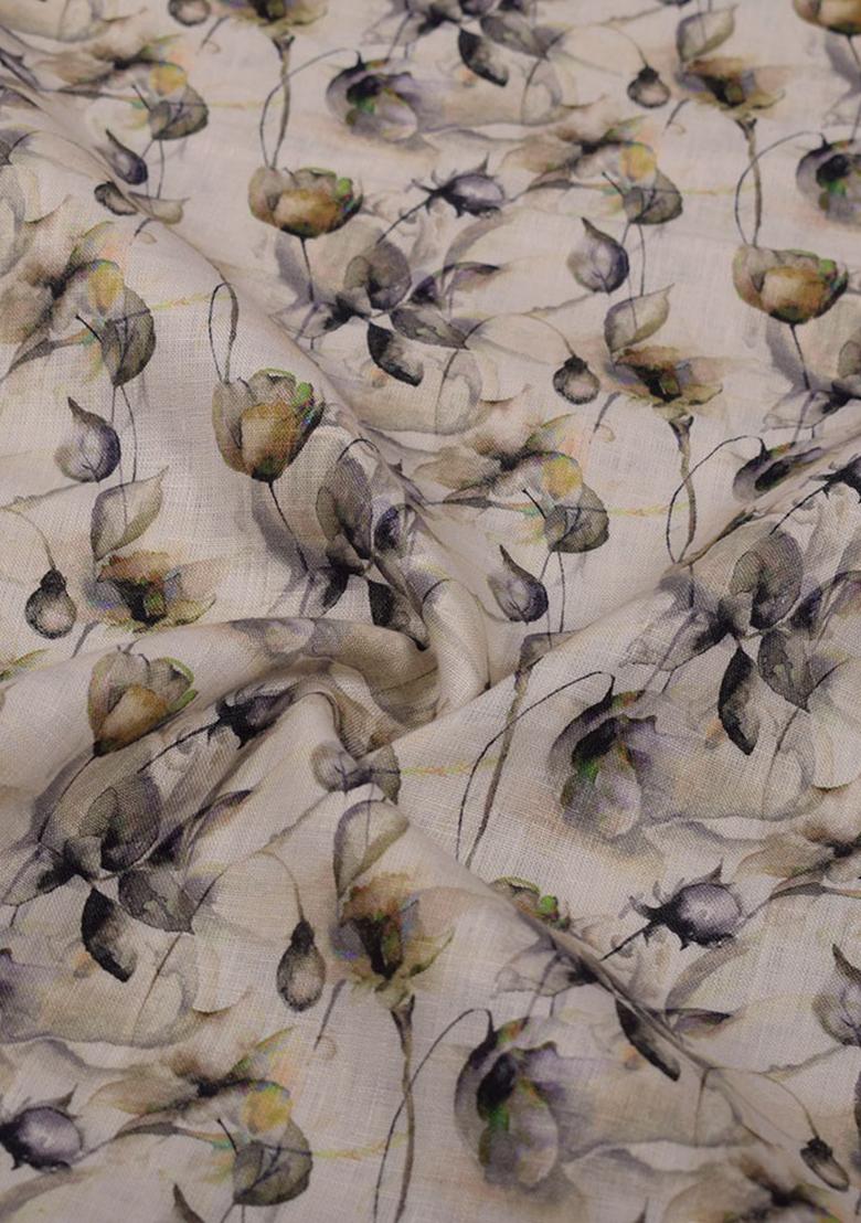 Beige Printed Linen Co-Ord Set - Indya