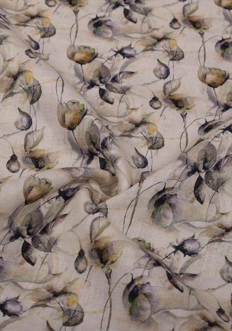 Beige Printed Linen Co-Ord Set