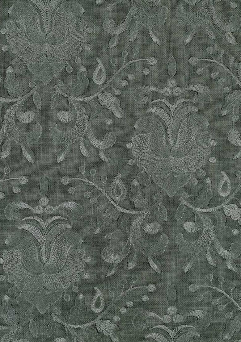 Green Embroidered Linen Co-Ord Set - Indya