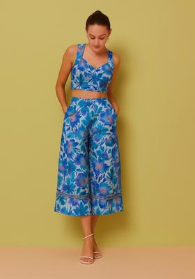Blue Printed Linen Co-Ord Set