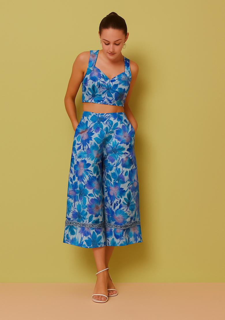 Blue Printed Linen Co-Ord Set