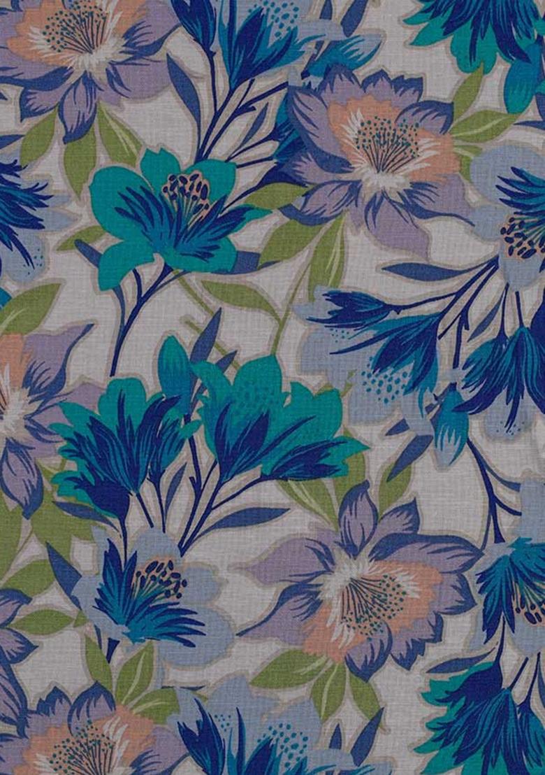 Blue Printed Linen Co-Ord Set - Indya