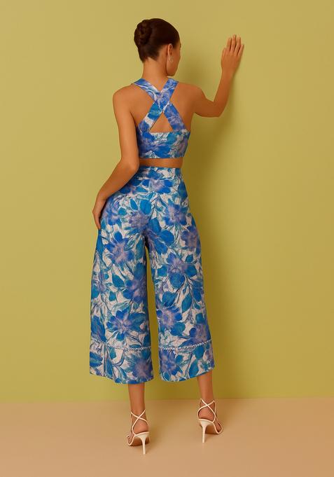 Blue Printed Linen Co-Ord Set