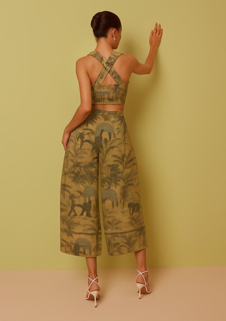 Yellow Printed Cotton Linen Co-Ord Set - Indya