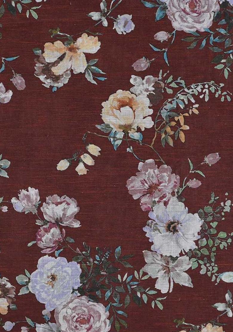 Dark Brown Printed Cotton Linen Co-Ord Set - Indya