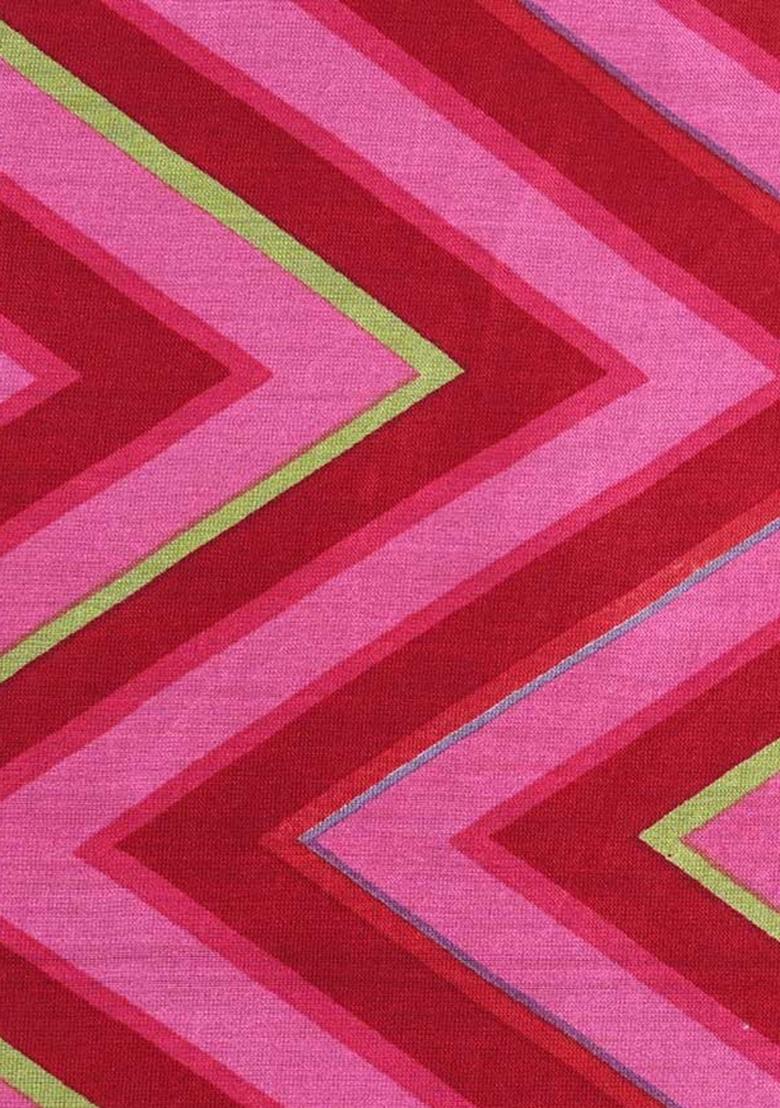 Pink Printed Chanderi Skirt Set - Indya