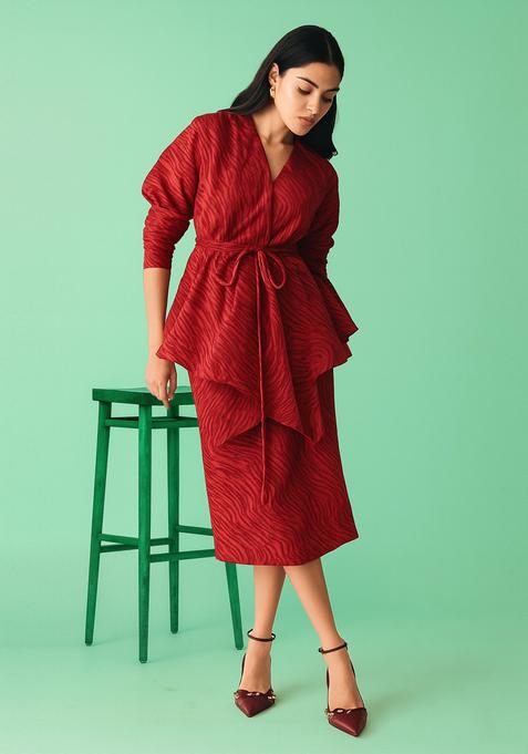 Red Printed Cotton Co-Ord Set