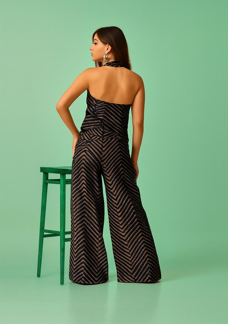 Black Printed Chanderi Co-Ord Set - Indya