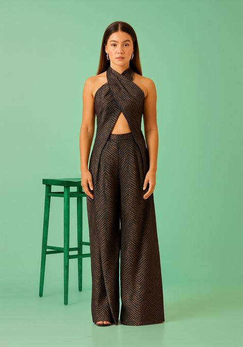 Black Printed Chanderi Co-Ord Set