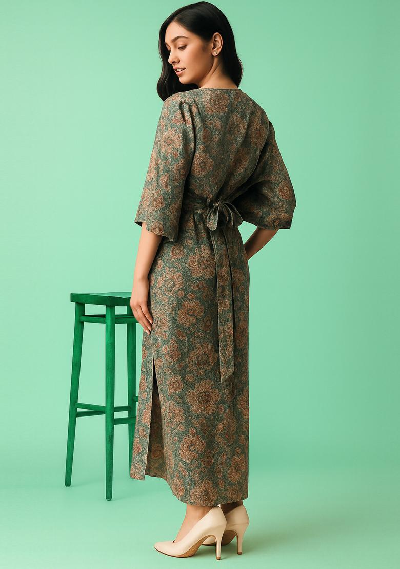 Multicolor Printed Cotton Dress - Indya