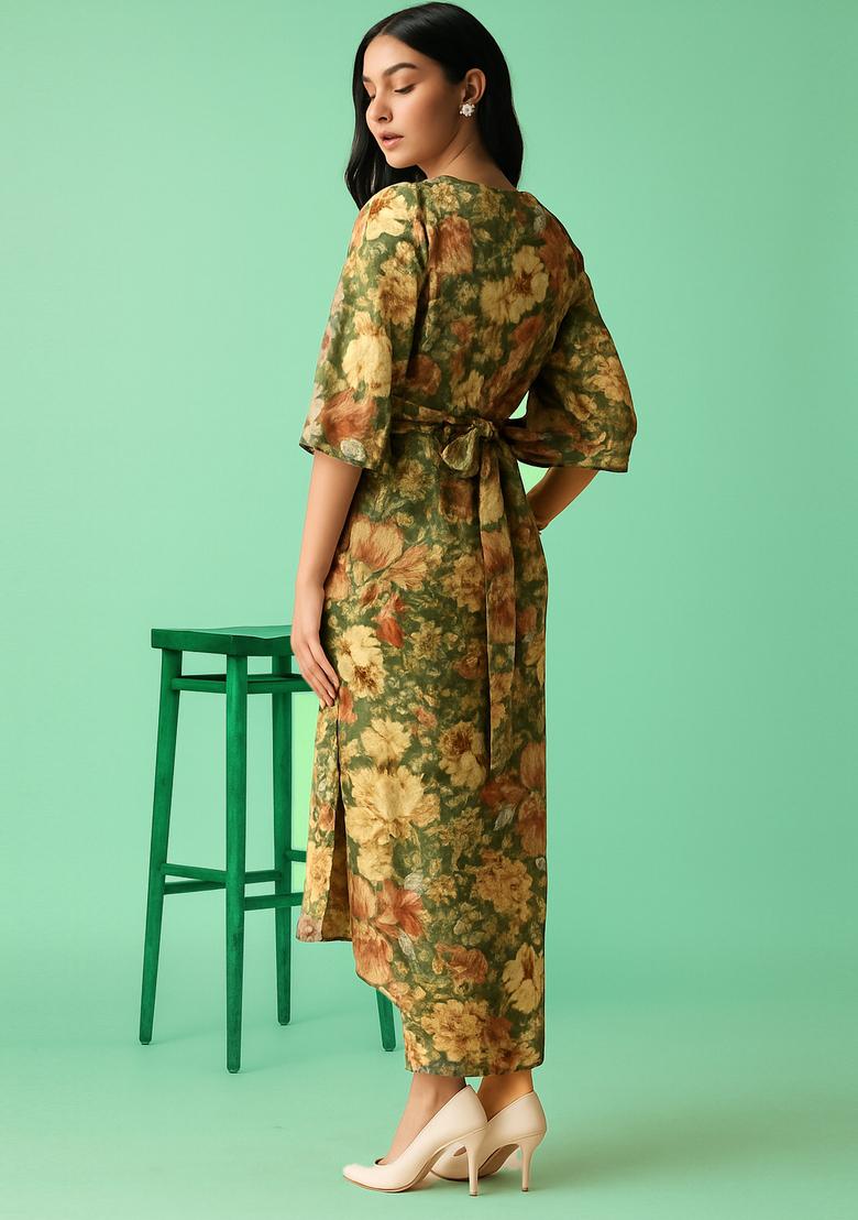 Multicolor Printed Cotton Dress - Indya