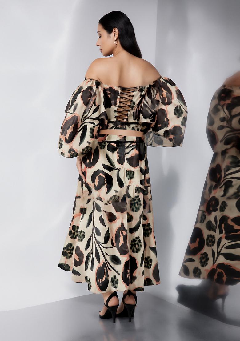 White Printed Cotton Co-Ord Set - Indya