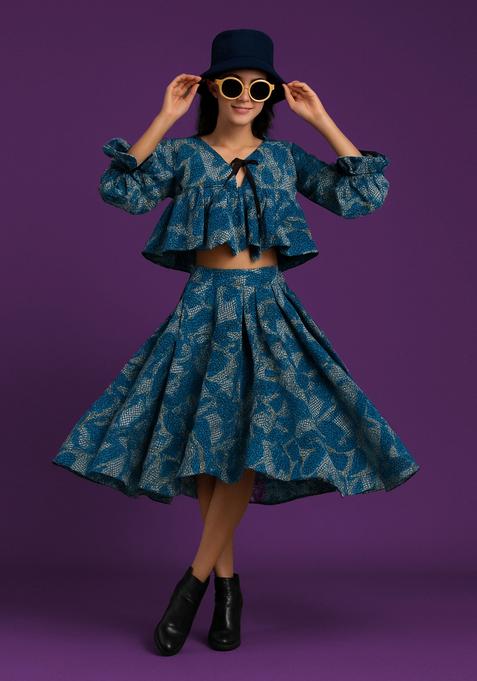 Blue Printed Cotton Co-Ord Set