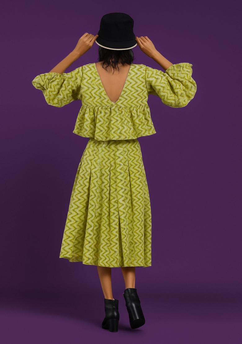 Teal Green Printed Cotton Co-Ord Set - Indya