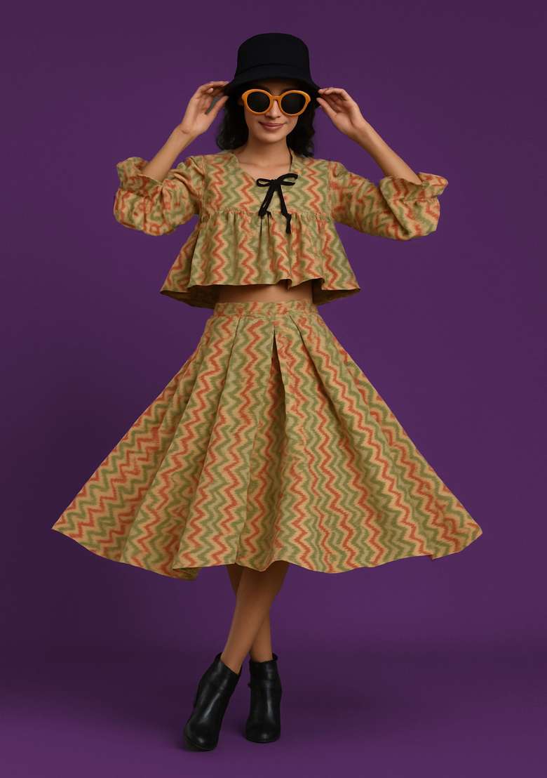 Multicolor Printed Cotton Co-Ord Set for Diwali and Festive Wear - Indya