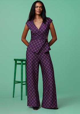 Purple Embroidered Brocade Co-Ord Set