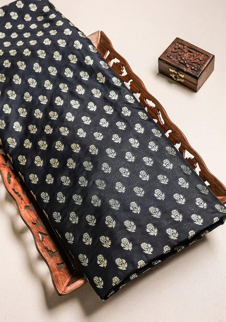 Black Embroidered Brocade Co-Ord Set - Indya