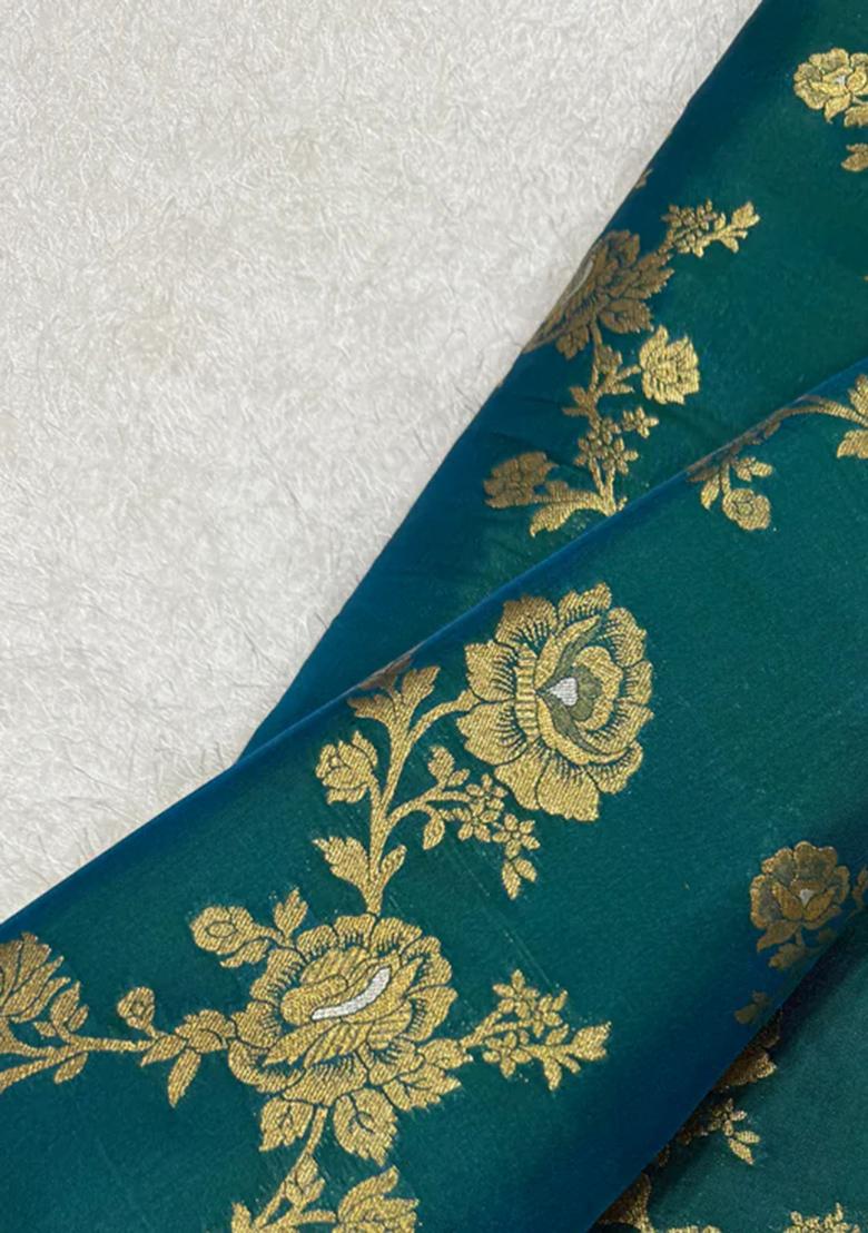 Blue Embroidered Brocade Co-Ord Set - Indya