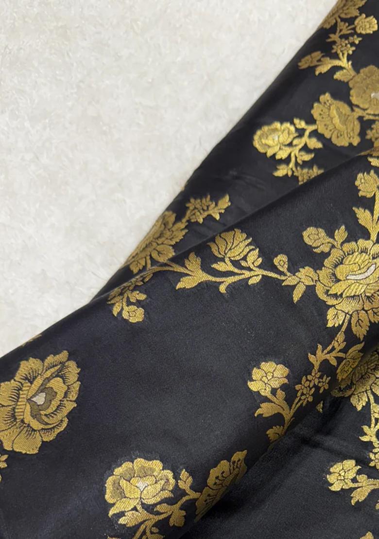 Black Embroidered Brocade Co-Ord Set - Indya